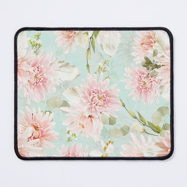 Item preview, Real blush Chrysantemum flower Botanical Garden pattern on teal Nightgarden designed and sold by UtArt.