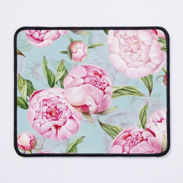 Item preview, Watercolor Peonies Light Blue Botanical Garden Pattern designed and sold by UtArt.