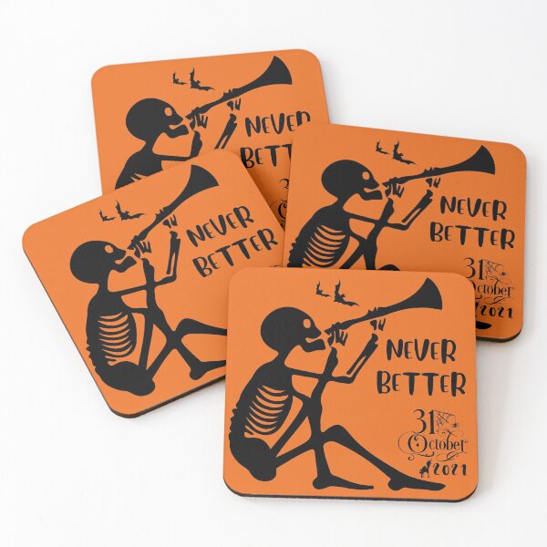 Item preview, Never Better Trumpet Playing Skeleton,Never Better Skeleton,Halloween Puns,Halloween Party designed and sold by BuddyBoots.