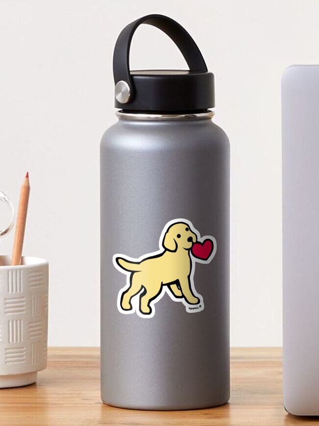 Thumbnail 1 of 3, Sticker, Yellow Labrador Puppy with a Little Heart designed and sold by HappyLabradors.