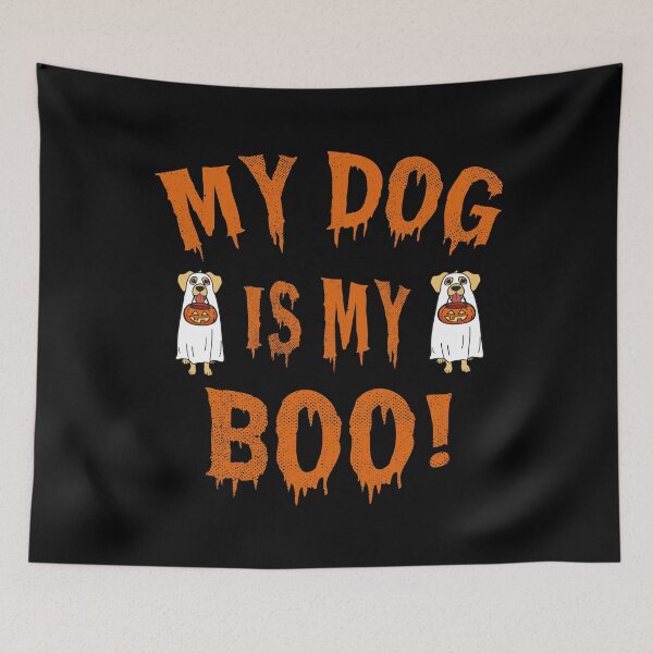 Aperçu de l'œuvre Halloween: mon chien est mon cadeau d'Halloween drôle d'amant de chien Boo créée et vendue par AstroShop1.