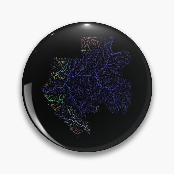 Item preview, Gabon River Basin Map in Rainbow Colours with Black Background designed and sold by GrasshopperGeo.