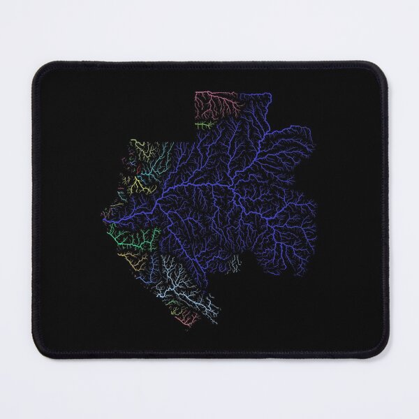 Item preview, Gabon River Basin Map in Rainbow Colours with Black Background designed and sold by GrasshopperGeo.