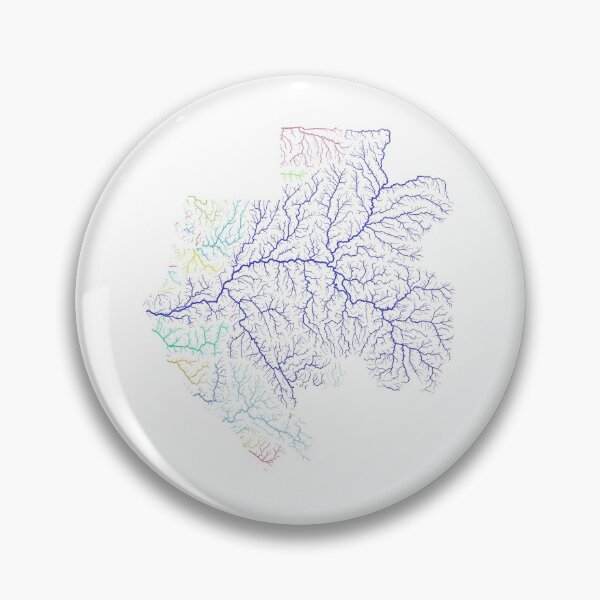Item preview, Gabon River Basin Map in Rainbow Colours with White Background designed and sold by GrasshopperGeo.