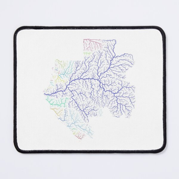 Item preview, Gabon River Basin Map in Rainbow Colours with White Background designed and sold by GrasshopperGeo.