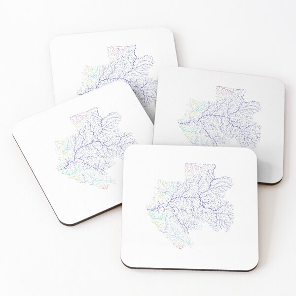 Item preview, Gabon River Basin Map in Rainbow Colours with White Background designed and sold by GrasshopperGeo.