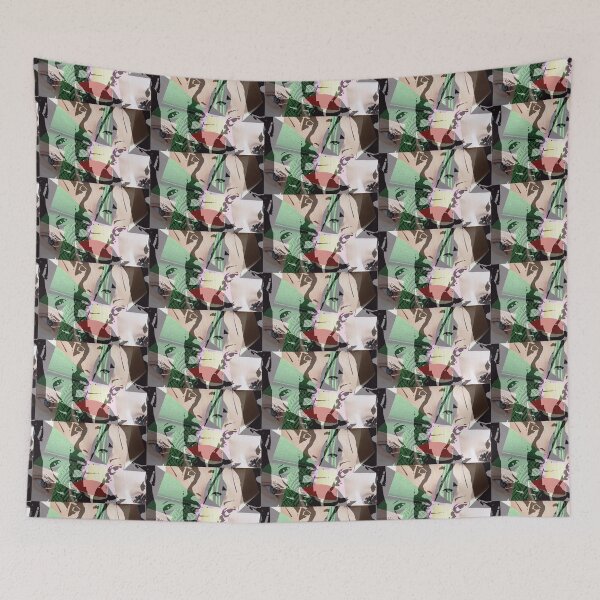 Item preview, faced with green shapes. pattern collage by c.a.2021. designed and sold by smiley100.