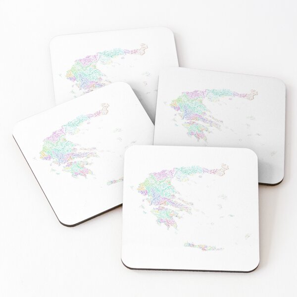 Item preview, Greece River Basin Map in Rainbow Colours with White Background designed and sold by GrasshopperGeo.