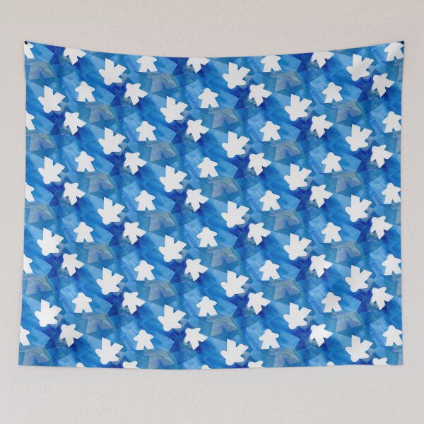Item preview, Bold Blue Board Game Meeples Pattern designed and sold by Zab Butler Design.