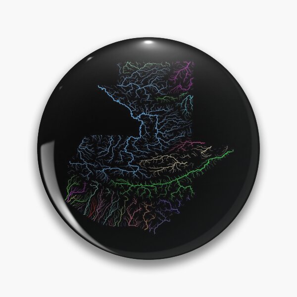 Item preview, Guatemala River Basin Map in Rainbow Colours with Black Background designed and sold by GrasshopperGeo.