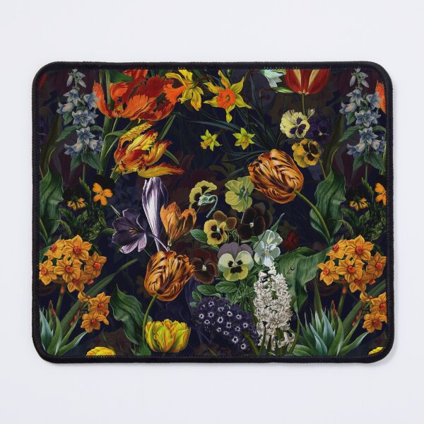 Item preview, Vintage Pattern With Springflowers And Blossoms Black Botanical Night Garden Nightgarden designed and sold by UtArt.
