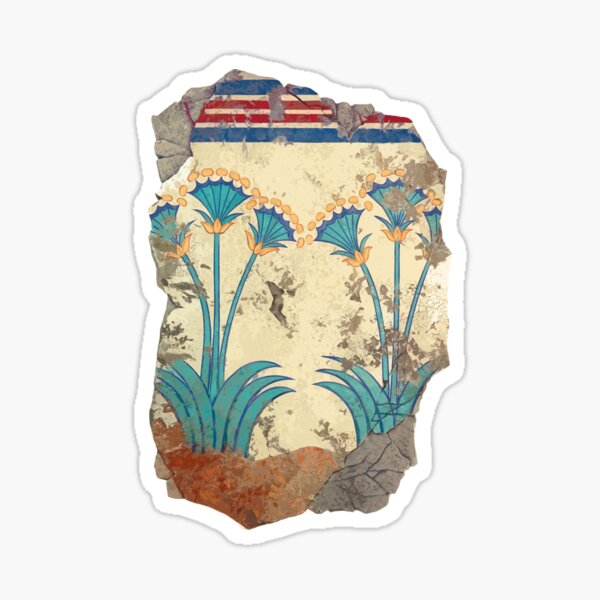 Papyrus flowers - ancient Minoan fresco digitally restored artwork Sticker