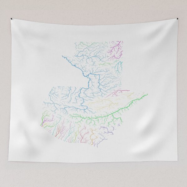 Item preview, Guatemala River Basin Map in Rainbow Colours with White Background designed and sold by GrasshopperGeo.