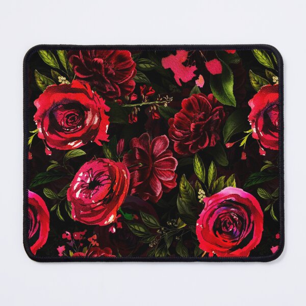 Item preview, Dark Red Hand Drawn Watercolor Roses Pattern Botanical Night Garden Nightgarden designed and sold by UtArt.