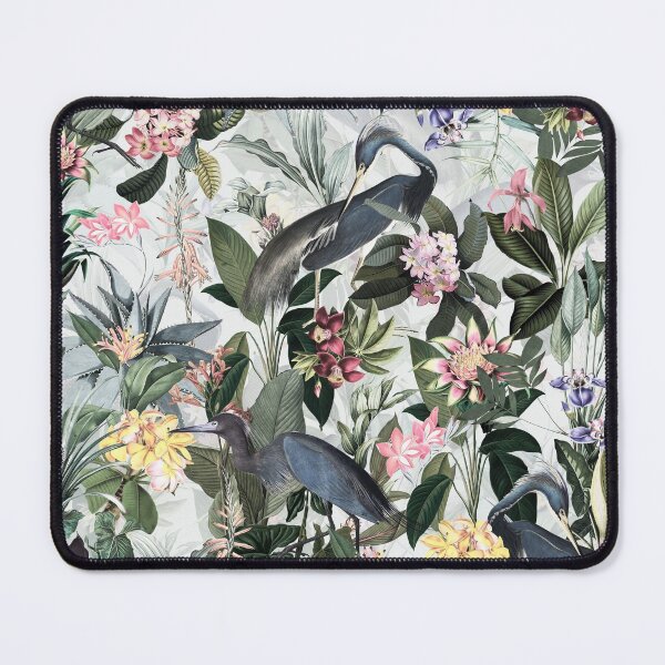 Item preview, Vintage Pattern - Blue heron and tropical flowers Botanical Garden - gray Nightgarden designed and sold by UtArt.