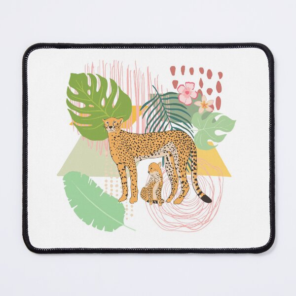 Item preview, Modern Minimalistic Illustration Tropical Cheatah Cat with Palmleaves designed and sold by UtArt.
