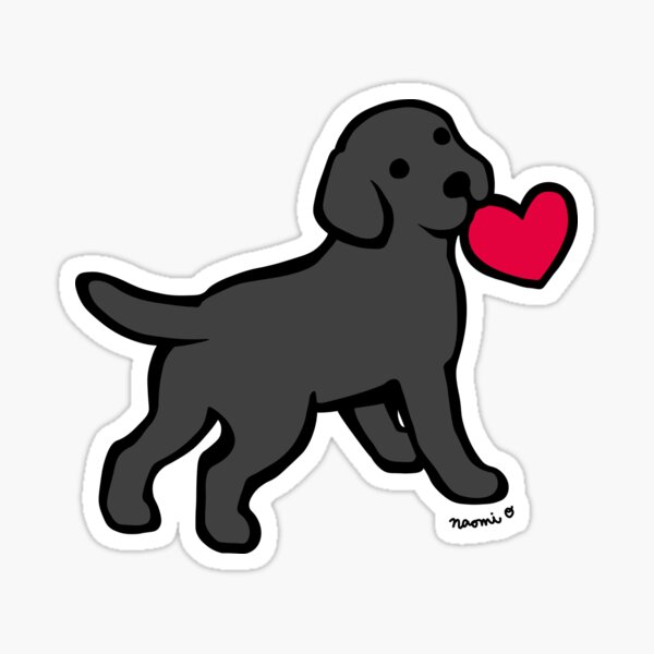 Black Labrador Puppy with a Little Heart Sticker