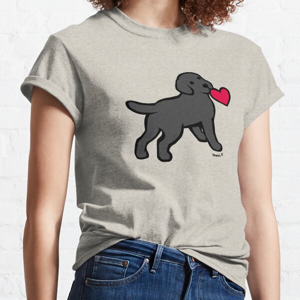 Vista previa del artículo con la obra «Cachorro labrador negro con un pequeño corazón», diseñado y vendido por HappyLabradors.