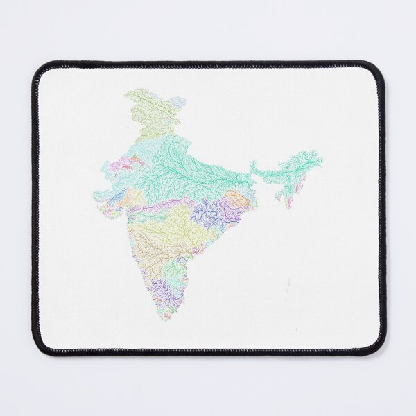 Item preview, India River Basin Map in Rainbow Colours with White Background designed and sold by GrasshopperGeo.
