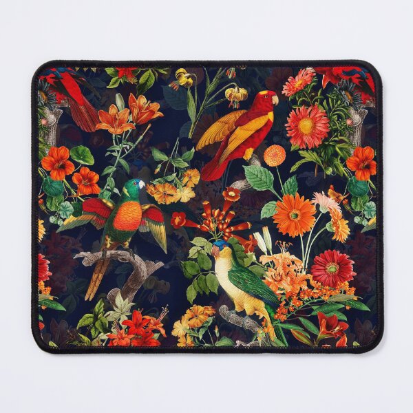 Item preview, Vintage Tropical Bird  Night Jungle Botanical Night Garden dark blue Nightgarden designed and sold by UtArt.