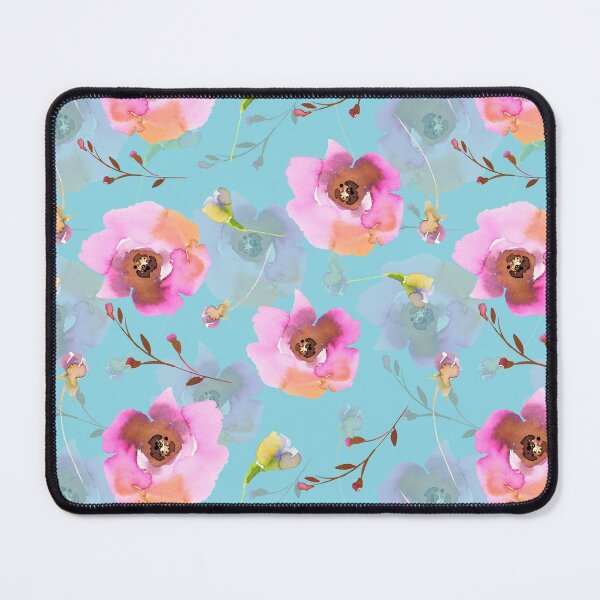 Item preview, Lovely little pink hand drawn watercolor florals pattern on teal - double layer designed and sold by UtArt.