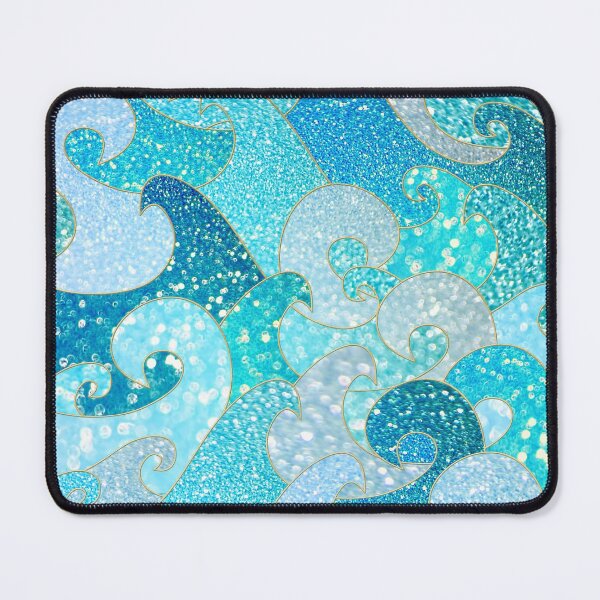 Item preview, Teal, Silver and Blue Sparkle Faux Glitter Mermaid Waves designed and sold by UtArt.