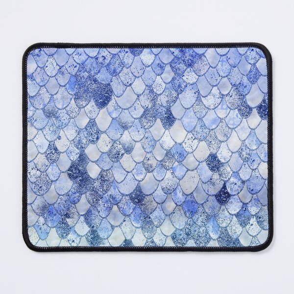 Item preview, Wonky Watercolor Blue Glitter Mermaid Scales Pattern designed and sold by UtArt.