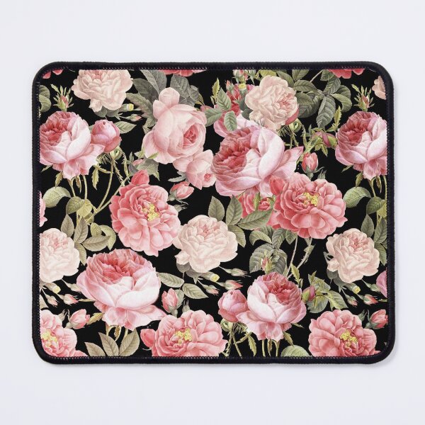 Item preview, Pink Vintage Roses on Black Botanical Night Garden NightGarden  designed and sold by UtArt.
