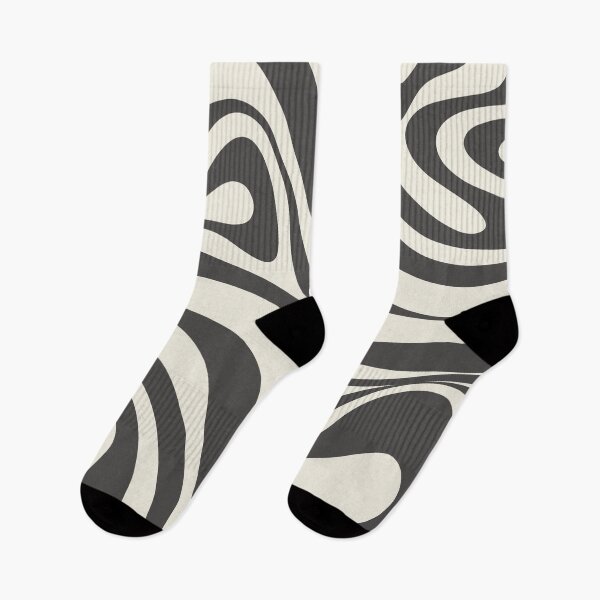 Aperçu de l'œuvre New Groove Retro Swirl Abstract en gris anthracite et crème créée et vendue par kierkegaard.