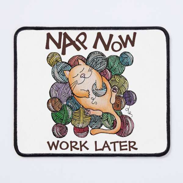 Item preview, nap now work later lazy cat sleeping designed and sold by Tremendo.