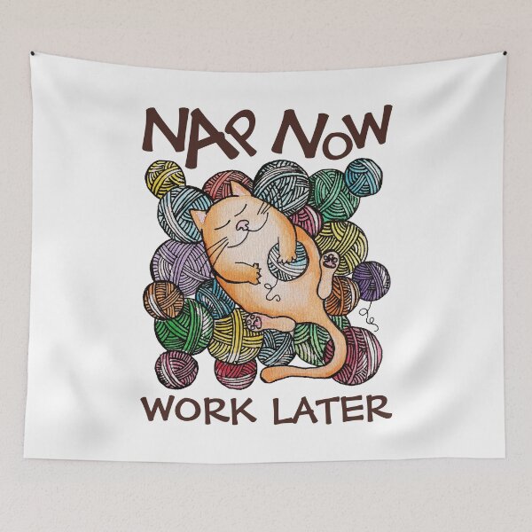 Item preview, nap now work later lazy cat sleeping designed and sold by Tremendo.