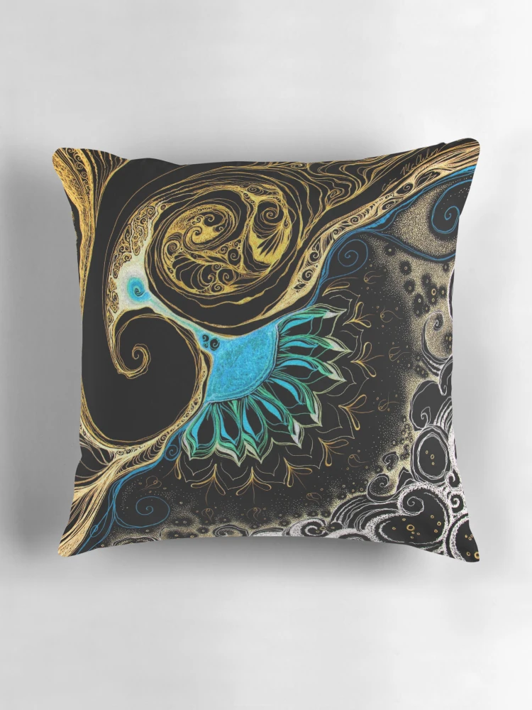 Aperçu 3 sur 4. Coussin avec l'œuvre Rassembler - Inversion créée et vendue par impluvium.