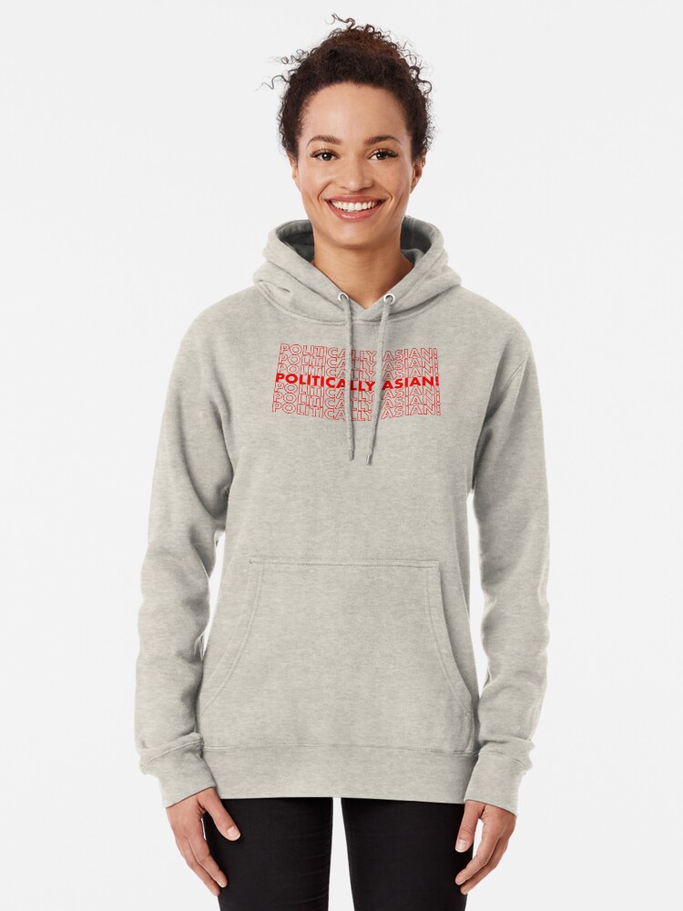 Alternate view of Politically Asian! Logo - Vintage White Pullover Hoodie