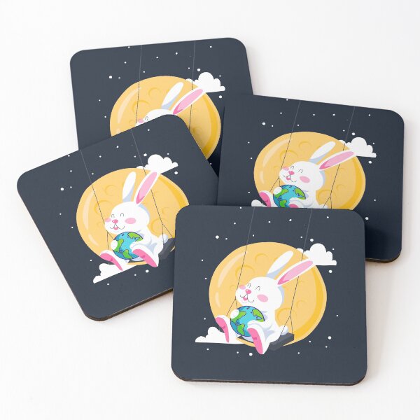 Item preview, Cute spaceswinging rabbit designed and sold by urban-color.