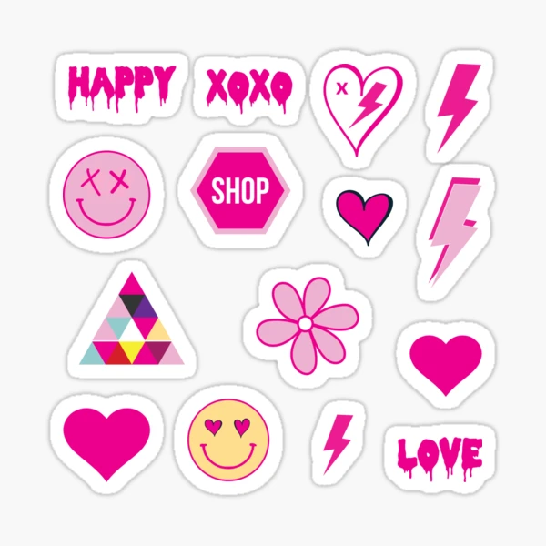 Clerance! 100pcs Preppy Stickers Pink Cute Vinyl Aesthetic Water