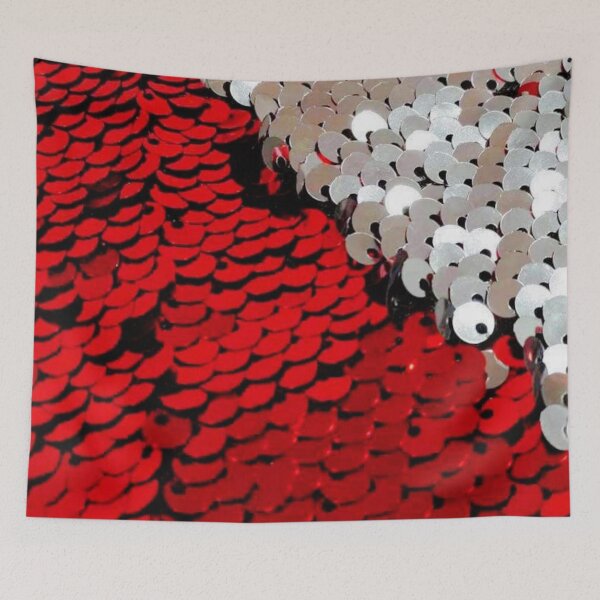 Item preview, Red and Silver Sequin Fabric Unique Design designed and sold by Poetic4Passion.