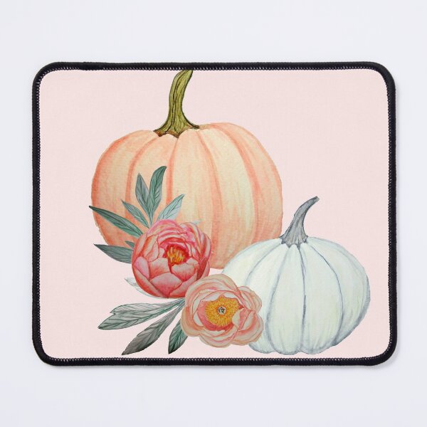 Item preview, Pumpkin floral on blush pink , pumpkins and peonies designed and sold by MagentaRose.