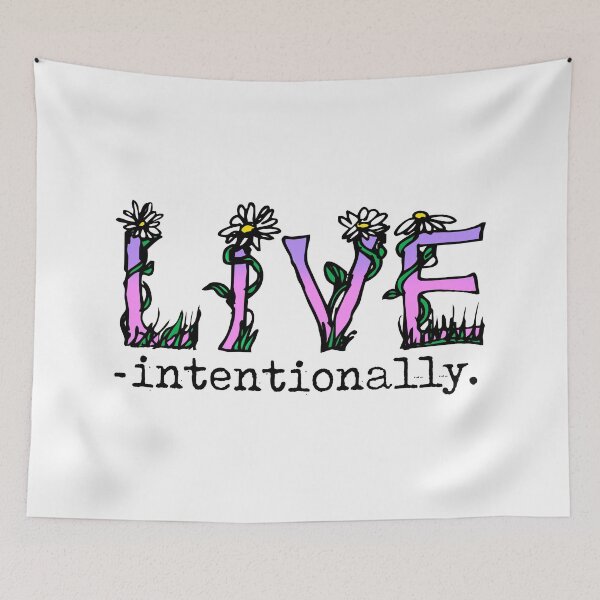 Item preview, LIVE intentionally - purposely - LIVE out loud - inspirational motivational daisy garden art PURPLE designed and sold by originalsusie.