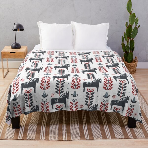 Item preview, Scandinavian minimalist traditional Christmas horse pattern designed and sold by PG Illustration.