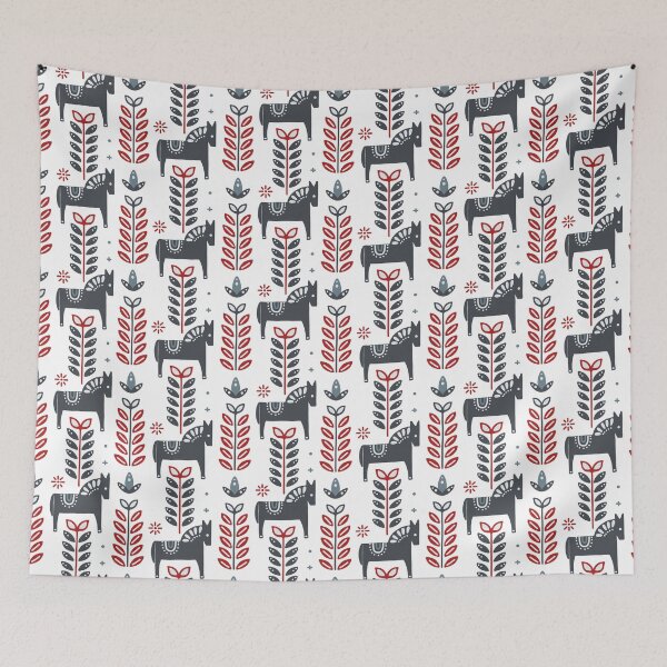 Item preview, Scandinavian minimalist traditional Christmas horse pattern designed and sold by PG Illustration.