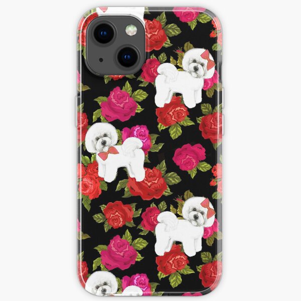 Bichon Frise Red rose, Pink rose Floral iPhone Soft Case