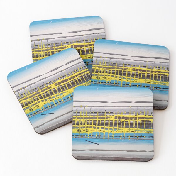 Item preview, Blue sky, beach, straps, abstract pattern, yellow lines designed and sold by NessArtByEwa.