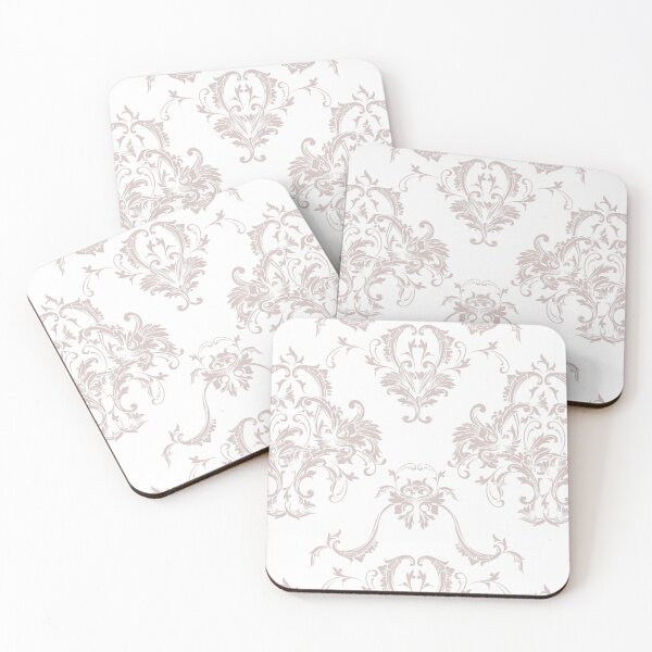 Artikelvorschau, Pastel Pink and White Damask Baroque Pattern Pairs PPG 2022 Popular Color Just Gorgeous PPG1047-3 - Colour Trends - Shade - Hue entworfen und verkauft von ColorOfTheYears.