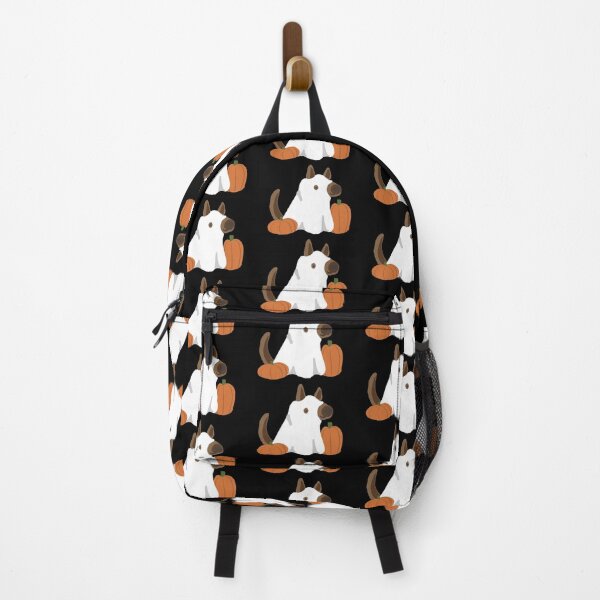 Item preview, Sitting German Shepherd Ghost with Pumpkins! (Front) designed and sold by PenguinApproved.