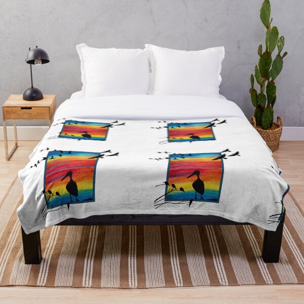 Aperçu de l'œuvre Oiseaux avec ciel effet arc-en-ciel reflet de l'eau du cadre in-out créée et vendue par AccessMyself.