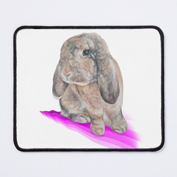 Item preview, Stunning French lop bunny painting on a digital pink rainbow wave designed and sold by Studio Fluffle.