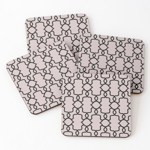 Artikelvorschau, Pastel Pink and Black Ornamental Shape Pattern 4 Pairs PPG 2022 Popular Color Just Gorgeous PPG1047-3 - Colour Trends - Shade - Hue entworfen und verkauft von ColorOfTheYears.