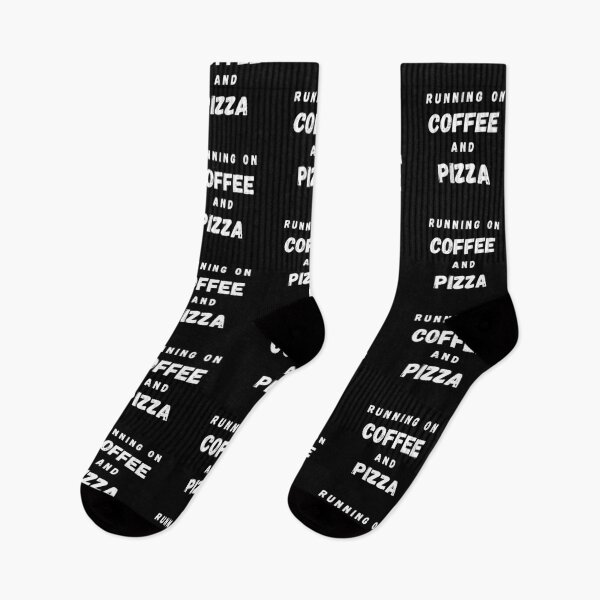 Item preview, Running On Coffee And Pizza Funny Saying In Black designed and sold by LuckyKermit.