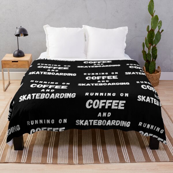 Item preview, Running On Coffee And Skateboarding Funny Saying In Black designed and sold by LuckyKermit.