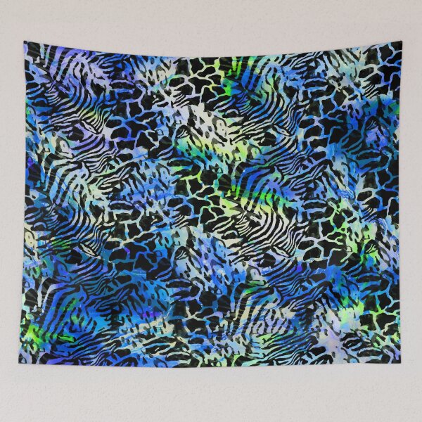 Item preview, Colorful Blue Abstract Animal Print Ethnic Tribal African Inspired Pattern designed and sold by BlackArt Cafe.